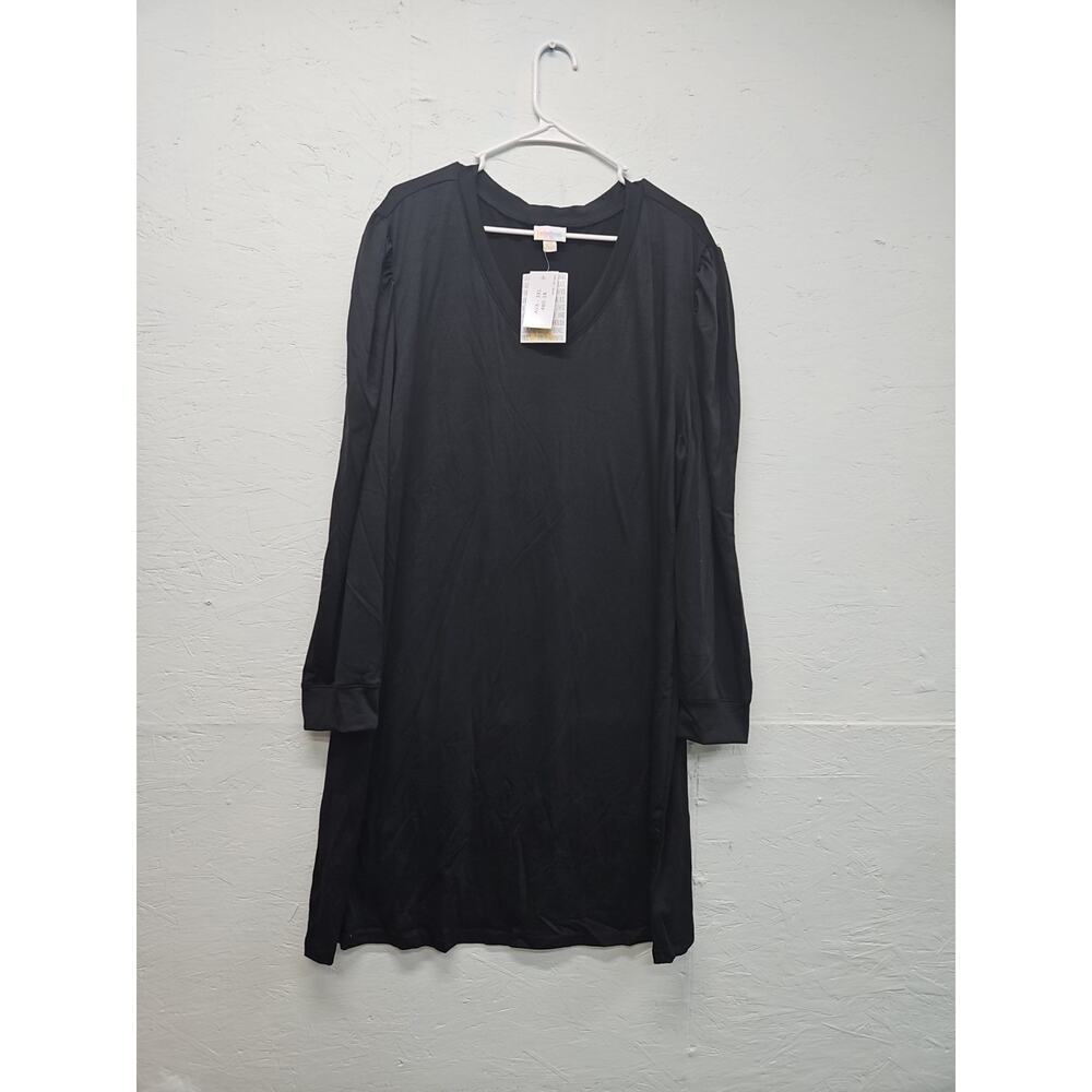 NWT LulaRoe Ava 3XL Navy Black Long Sleeve V-Neck Shirt Dress.